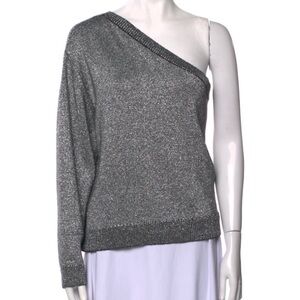 RtA Silver One-Shoulder Sweater